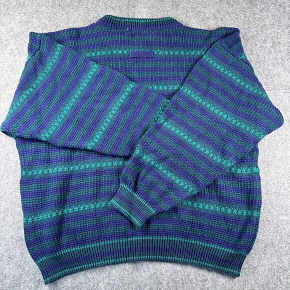 Fenn Wright & Manson XL Blue Striped Oversized Chunky Knit Sweater - Picture 5 of 7